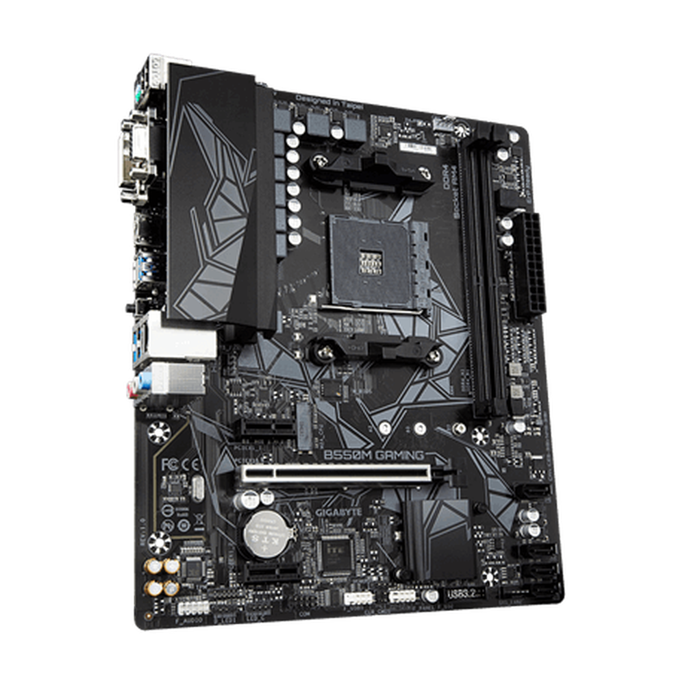 Gigabyte AMD B550 Gaming MBwPure Digital VRM Sol GIGAGaming LAN wBndwdth Mngmnt PCIe 4/3 x4 M.2 RGB FUS 2.0 Smrt Fn 5 Q-Flash Pls Ant-Slfr Rsstrs Design