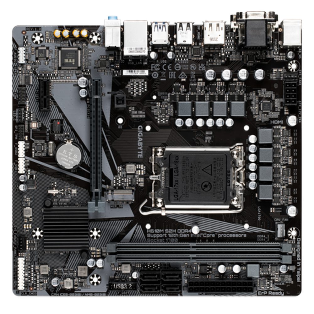 Intel H610M S2H DDR4 ITE 8689 2 DIMM DDR4 3200 SATA 6Gb/s PCI-E 4.0 x16 DirectX 12 Intel i219V ATX 2 12 PIN ATX 12V 2 4 PIN1uATX