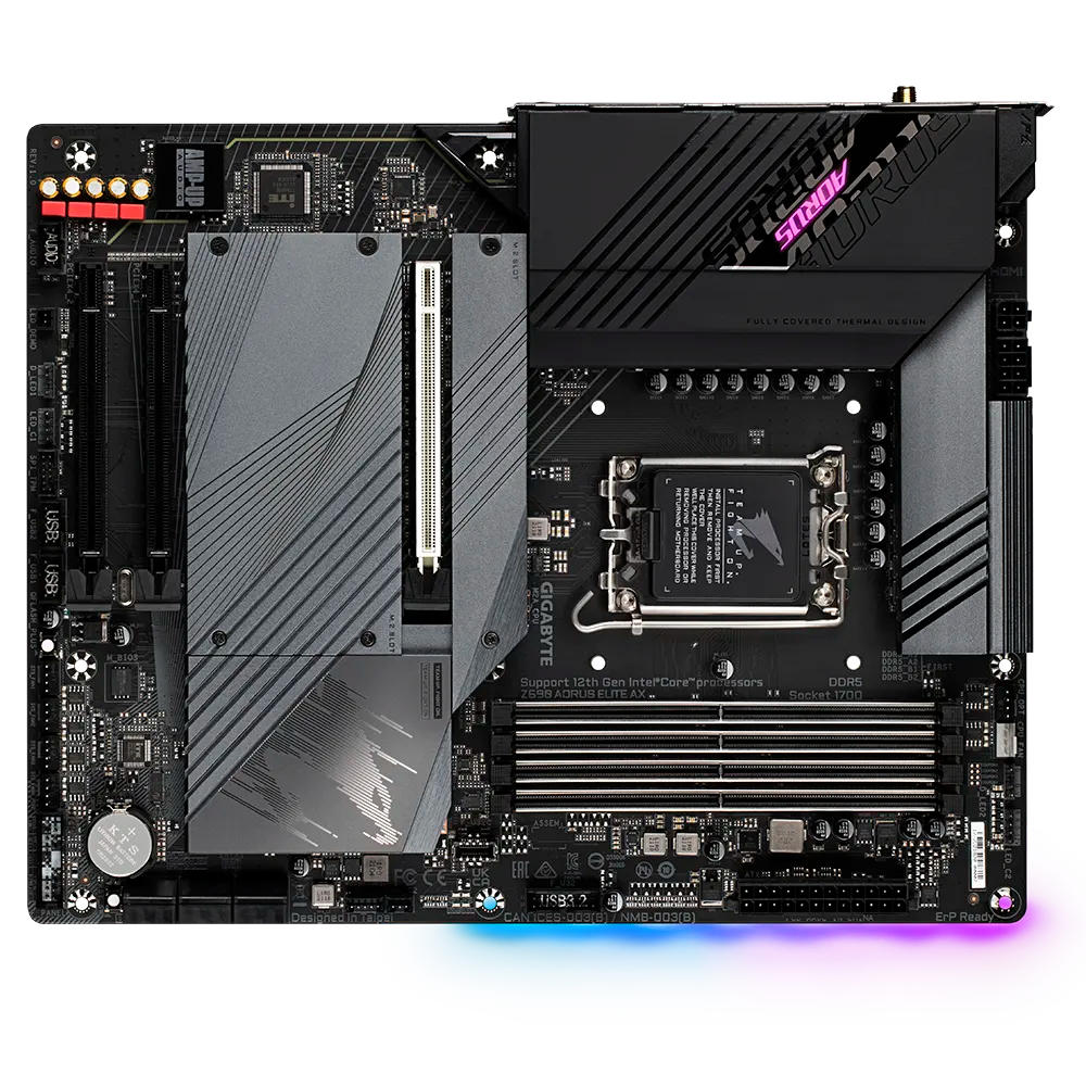 Z690 AORUS ELITE AX Intel Core Series ProcessorsNon-ECC Unbuffered DDR5 4 DIMMs 2.5GbE LAN 4 x NVMe PCIe 4.0/3.0 x4 M.2 USB 3.2 Gen2x2 Type-C