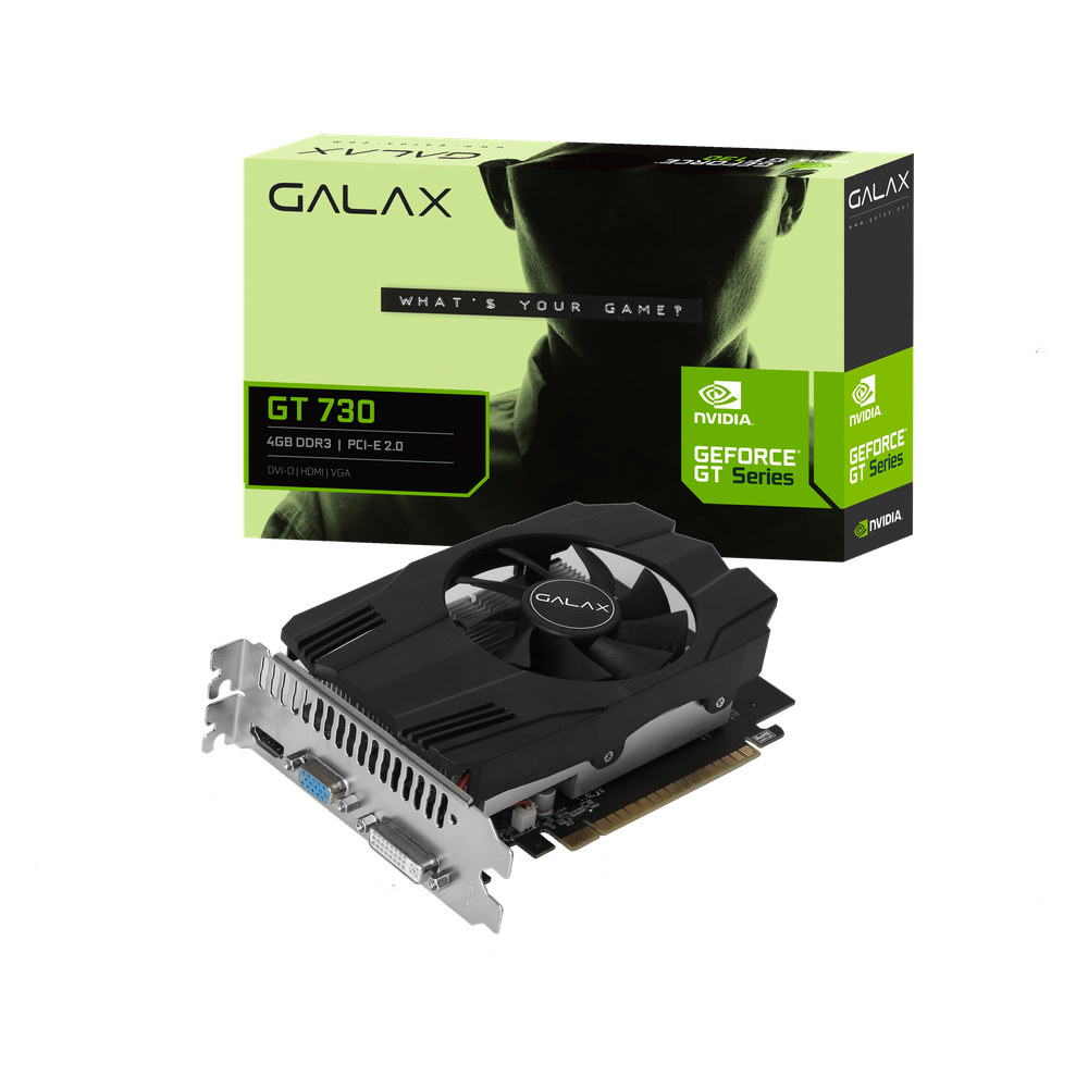 Galaxy NVIDIA GT 730 PCI-E 4GB DDR3 64BIT W/HDMI/VGA/DVI-D/Cooling Fan