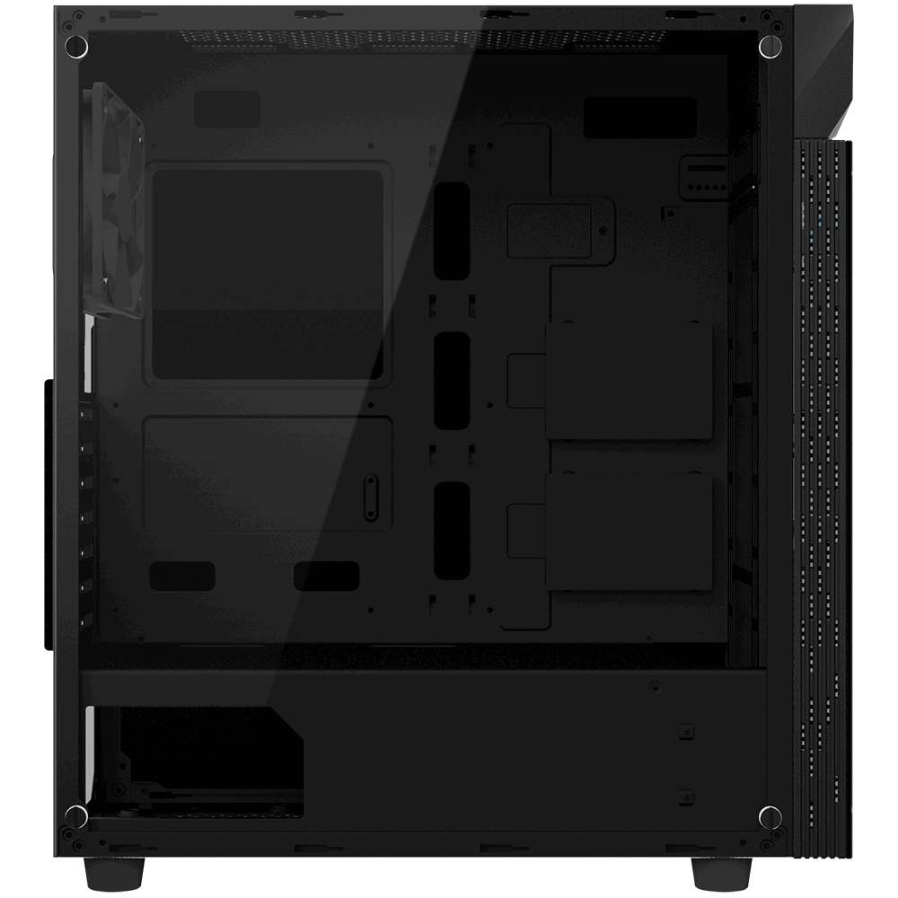Gigabyte C200 Glass Mid Tower 2x3.5" Bays 2X2.5" Bays 2xUSB3.0 RGB LED Switch Audio In & Out ATX Detachable Dust Filters
