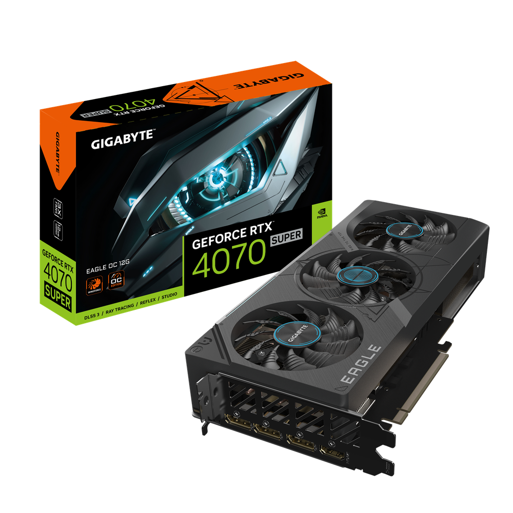 Gigabyte GeForce RTX 4070 SUPER EAGLE OC 12G GDDR6X 192 bit/2535MHz/PCI-E 4.0/Max Res 7680x4320/3x DP 1.4a & 1x HDMI 2.1a