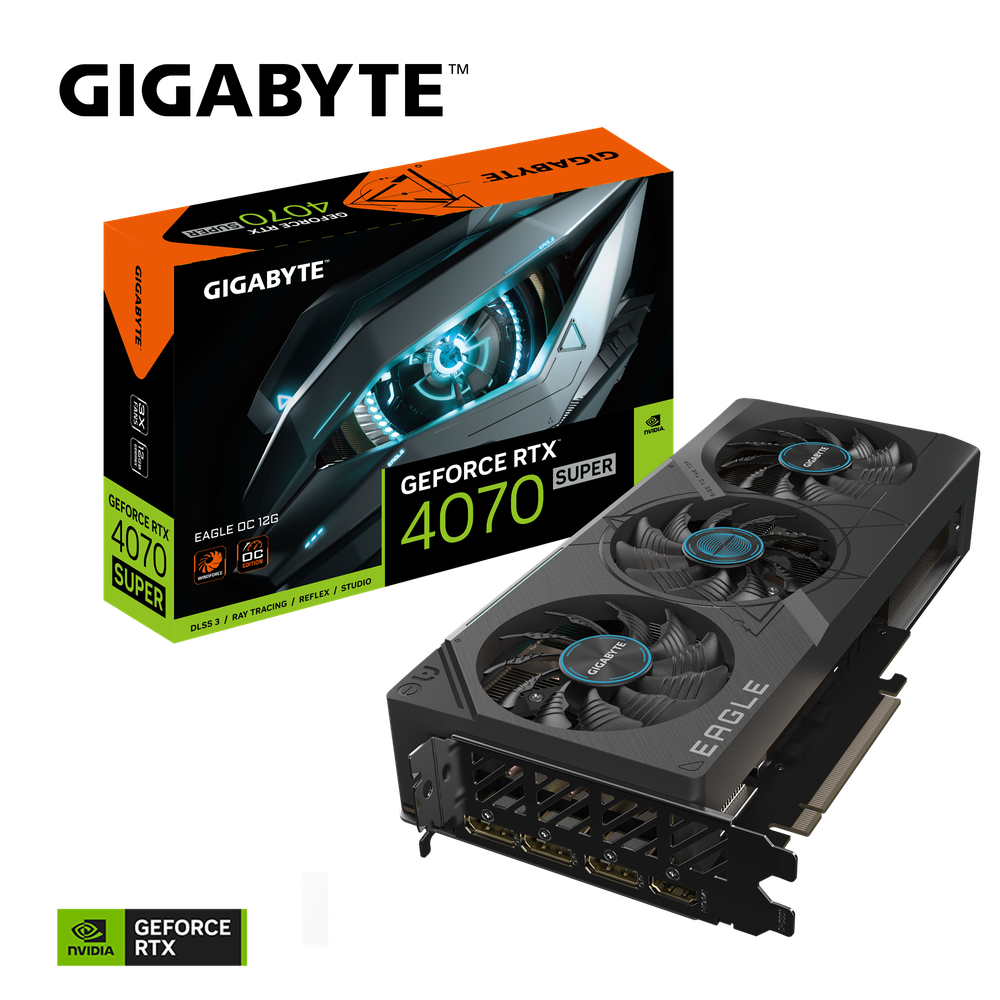 Gigabyte GeForce RTX 4070 SUPER EAGLE OC 12G GDDR6X 192 bit/2535MHz/PCI-E 4.0/Max Res 7680x4320/3x DP 1.4a & 1x HDMI 2.1a