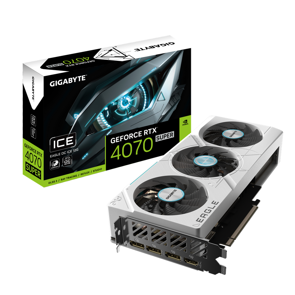 Nvidia GeForce RTX 4070 SUPER EAGLE OC ICE 12G GDDR6X 192 bit/2535MHz/PCI-E 4.0/Max Res 7680x4320/3x DP 1.4a & 1x HDMI 2.1a