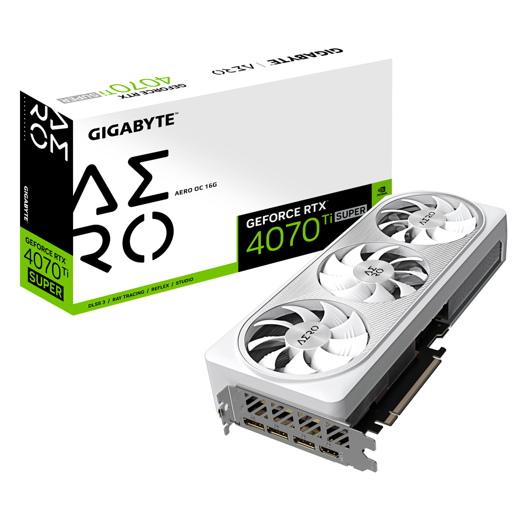 Gigabyte GeForce RTX 4070 Ti SUPER AERO OC 16G GDDR6X 256bit/2655MHz/PCI-E 4.0/Max Res 7680x4320/3x DP 1.4a & 1x HDMI 2.1a