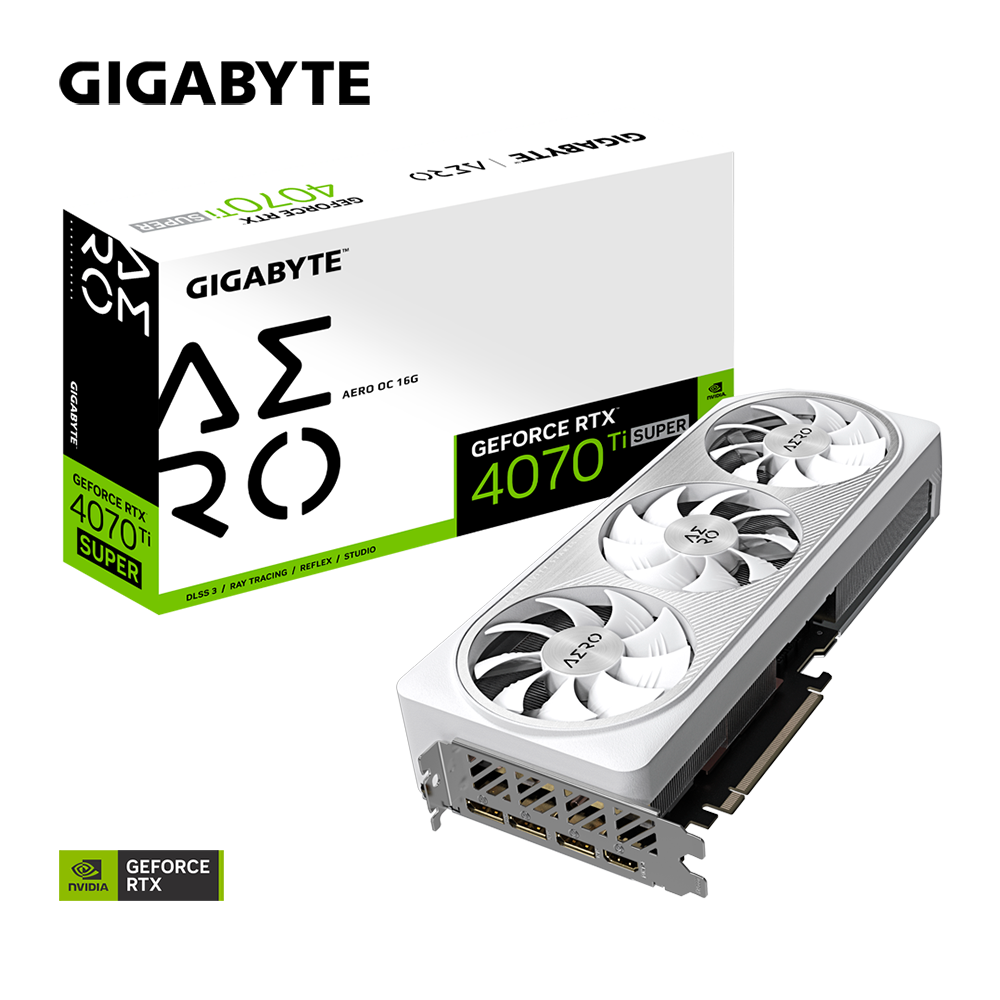 Gigabyte GeForce RTX 4070 Ti SUPER AERO OC 16G GDDR6X 256bit/2655MHz/PCI-E 4.0/Max Res 7680x4320/3x DP 1.4a & 1x HDMI 2.1a