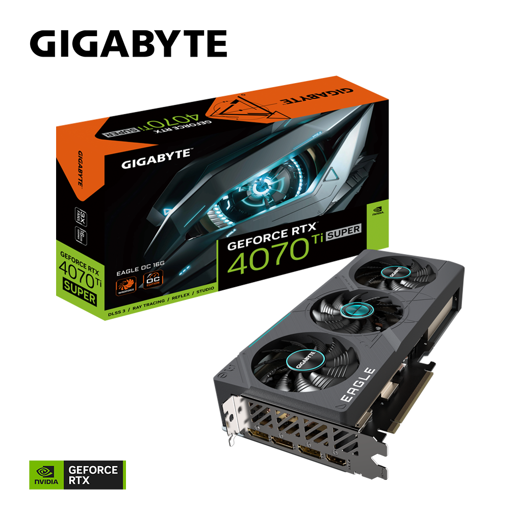 Gigabyte GeForce RTX 4070 Ti SUPER EAGLE OC 16G GDDR6X 256 bit/2640MHz/PCI-E 4.0/Max Res 7680x4320/3x DP 1.4a & 1x HDMI 2.1a