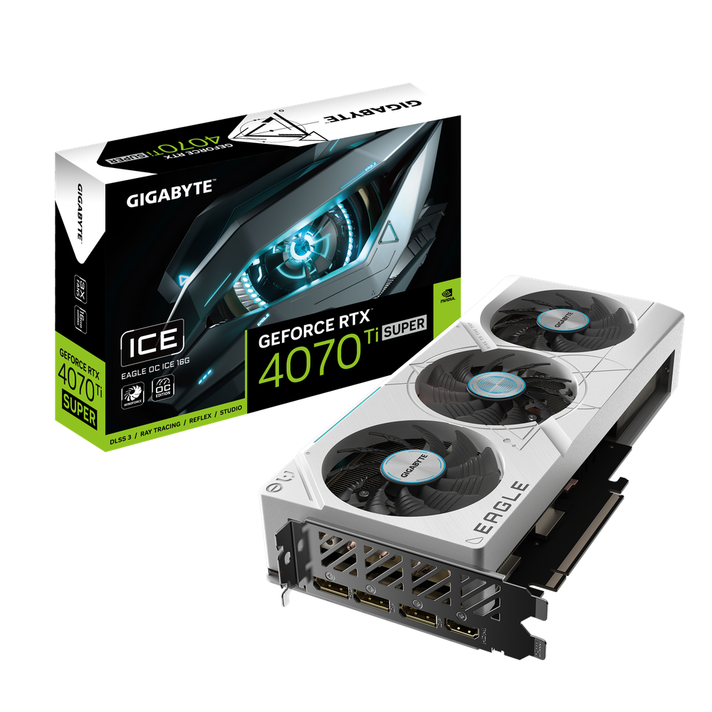 Gigabyte Nvidia GeForcGeForce RTX 4070 Ti SUPER EAGLE OC ICE 16G GDDR6X 256 bit/2640MHz/PCI-E 4.0/Max Res 7680x4320/3x DP 1.4a & 1x HDMI 2.1a