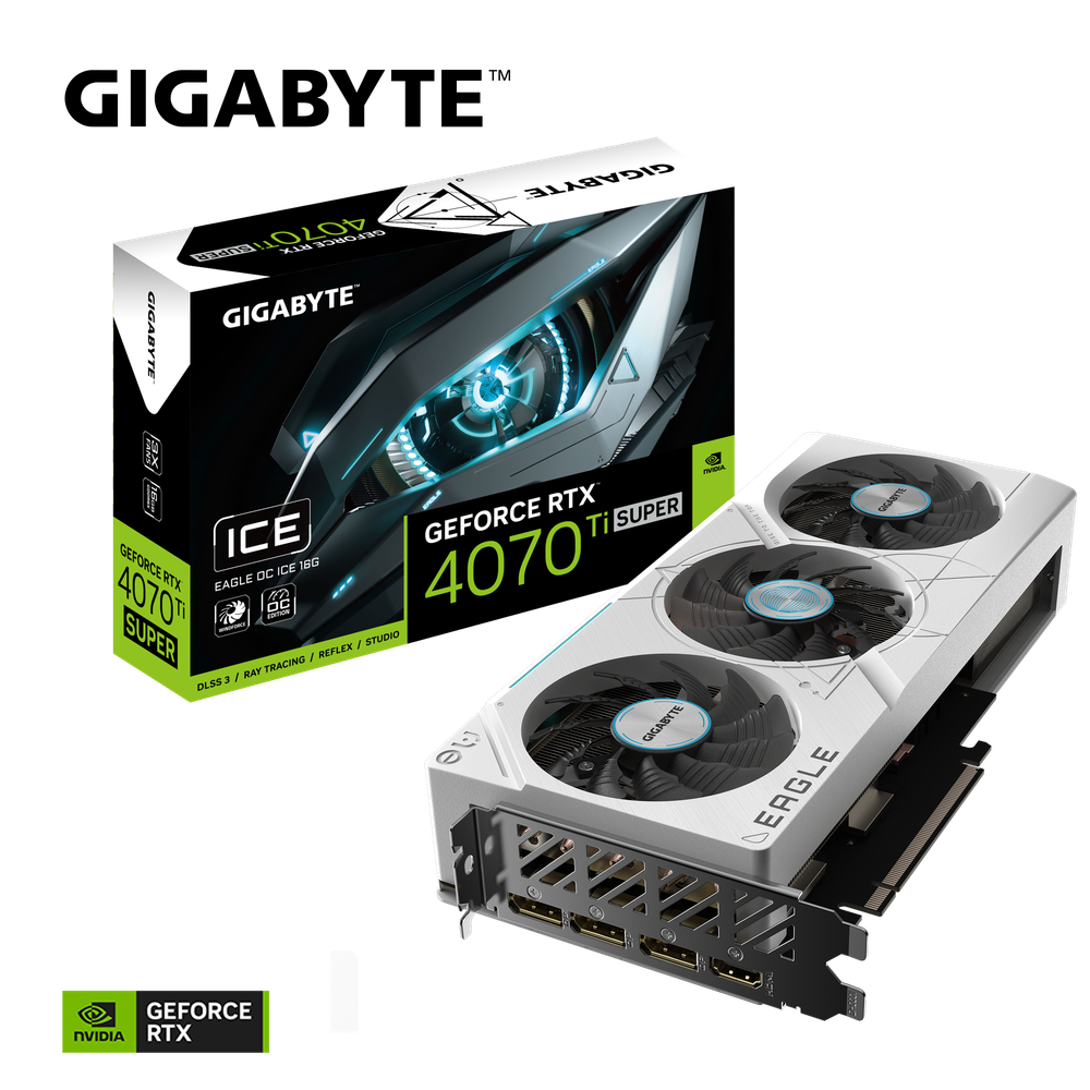 Gigabyte Nvidia GeForcGeForce RTX 4070 Ti SUPER EAGLE OC ICE 16G GDDR6X 256 bit/2640MHz/PCI-E 4.0/Max Res 7680x4320/3x DP 1.4a & 1x HDMI 2.1a