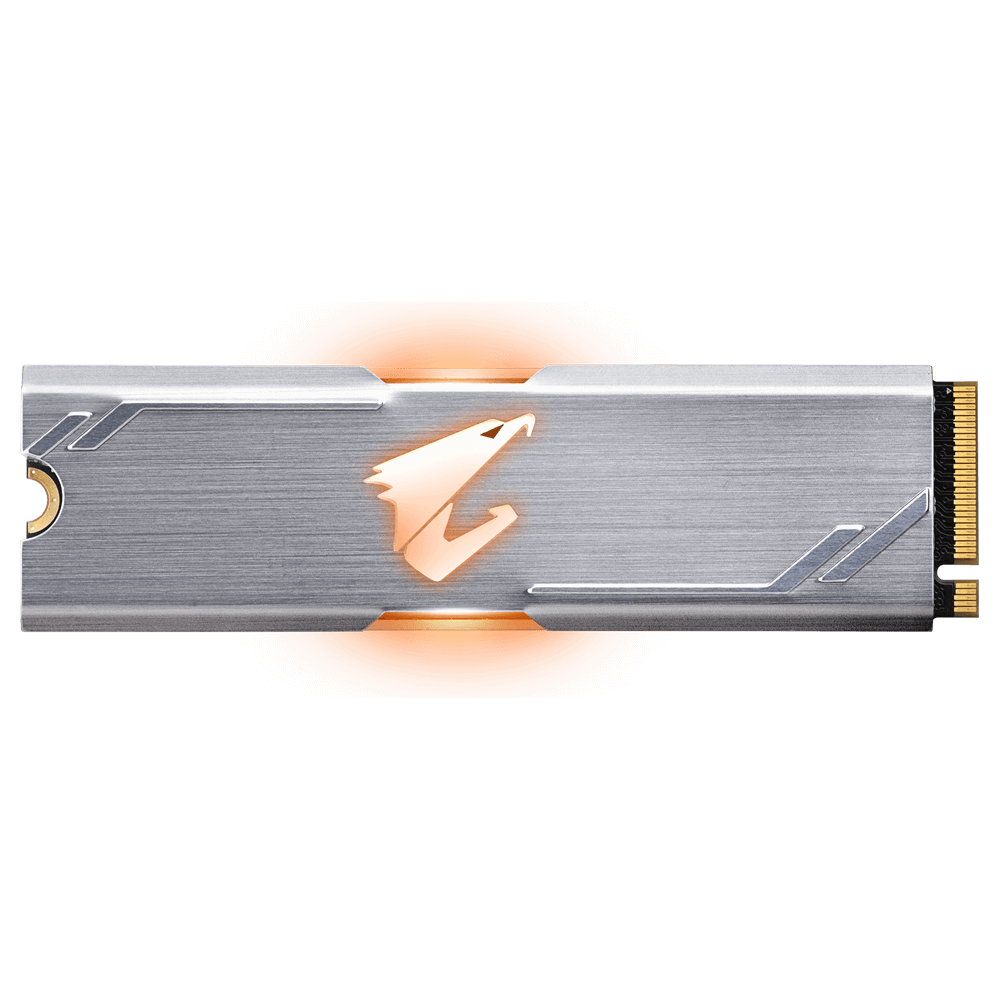 Gigabyte AORUS RGB TLC SSD M.2(2280) NVMe PCIE 3x4 512GBRead:3480MB/s(360k IOPs)Write:2000MB/s(440k IOPs)512MB DDR4 Cache5.5W5 Years Limited