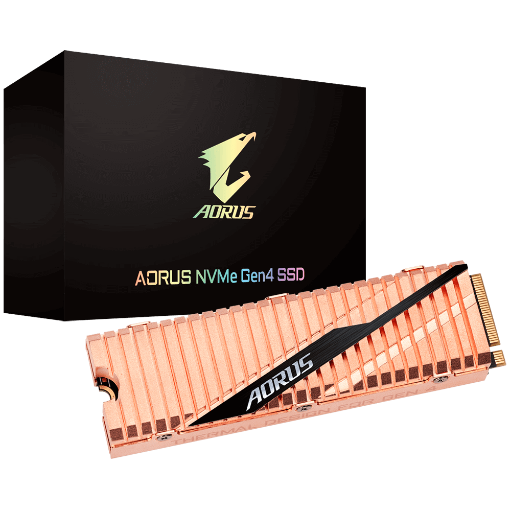 Gigabyte AORUS TLC SSD M.2(2280) NVMe PCIE 4x4 1TB Read: 5000MB/s(750k IOPs) Write: 4400MB/s(700k IOPs) 1GB DDR4 Cache 6.6W 5 Years Limited