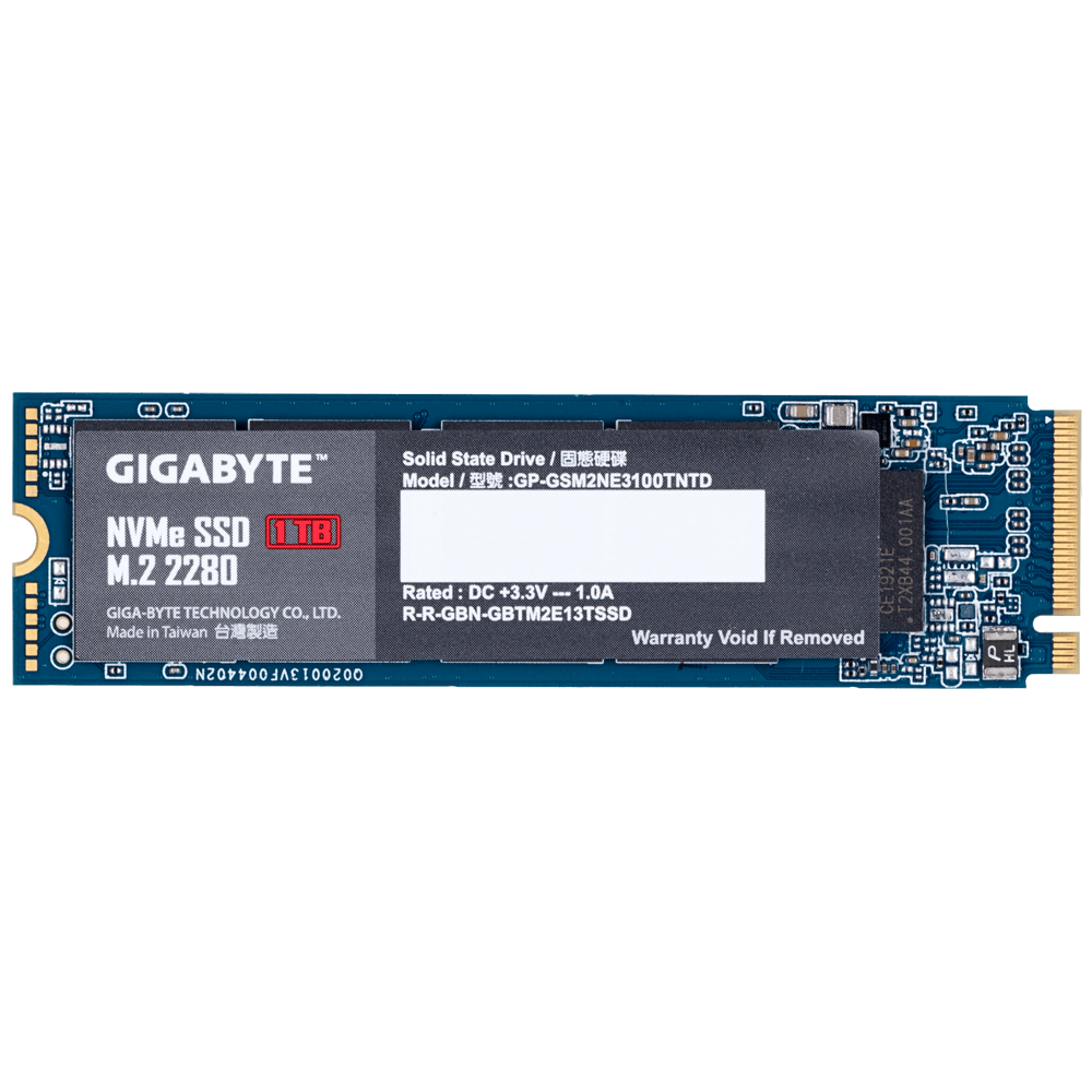 Gigabyte SSD M.2(2280) NVMe PCIE 3x4 1TB Read:2500MB/s(295k IOPs)Write:2100MB/s(430k IOPs) 3.5W 5 Years Limited