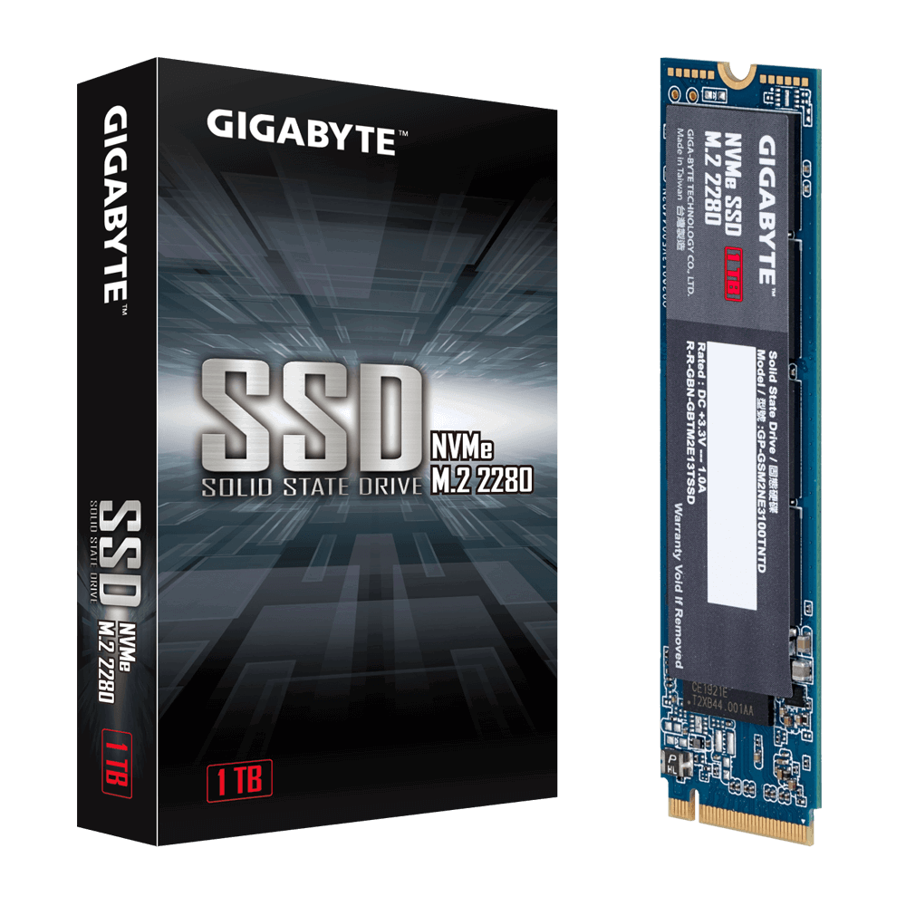 Gigabyte SSD M.2(2280) NVMe PCIE 3x4 1TB Read:2500MB/s(295k IOPs)Write:2100MB/s(430k IOPs) 3.5W 5 Years Limited