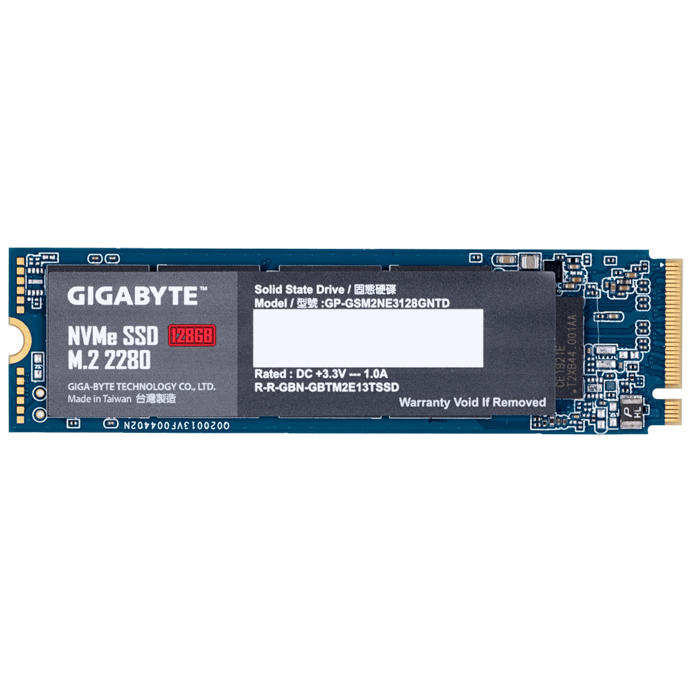 Gigabyte SSD M.2(2280) NVMe PCIE 3x4 128GB Read:1550MB/s(100k IOPs)Write:550MB/s(130k IOPs) 2.2W 5 Years Limited