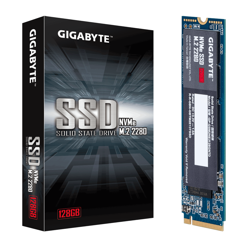 Gigabyte SSD M.2(2280) NVMe PCIE 3x4 128GB Read:1550MB/s(100k IOPs)Write:550MB/s(130k IOPs) 2.2W 5 Years Limited
