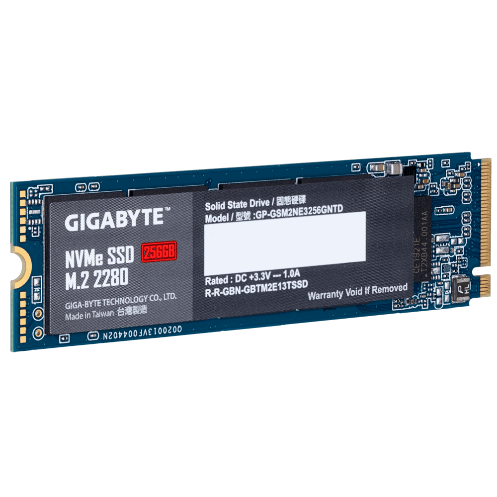 Gigabyte SSD M.2(2280) NVMe PCIE 3x4 256GB Read:1700MB/s(180k IOPs)Write:1100MB/s(250k IOPs) 2.6W 5 Years Limited