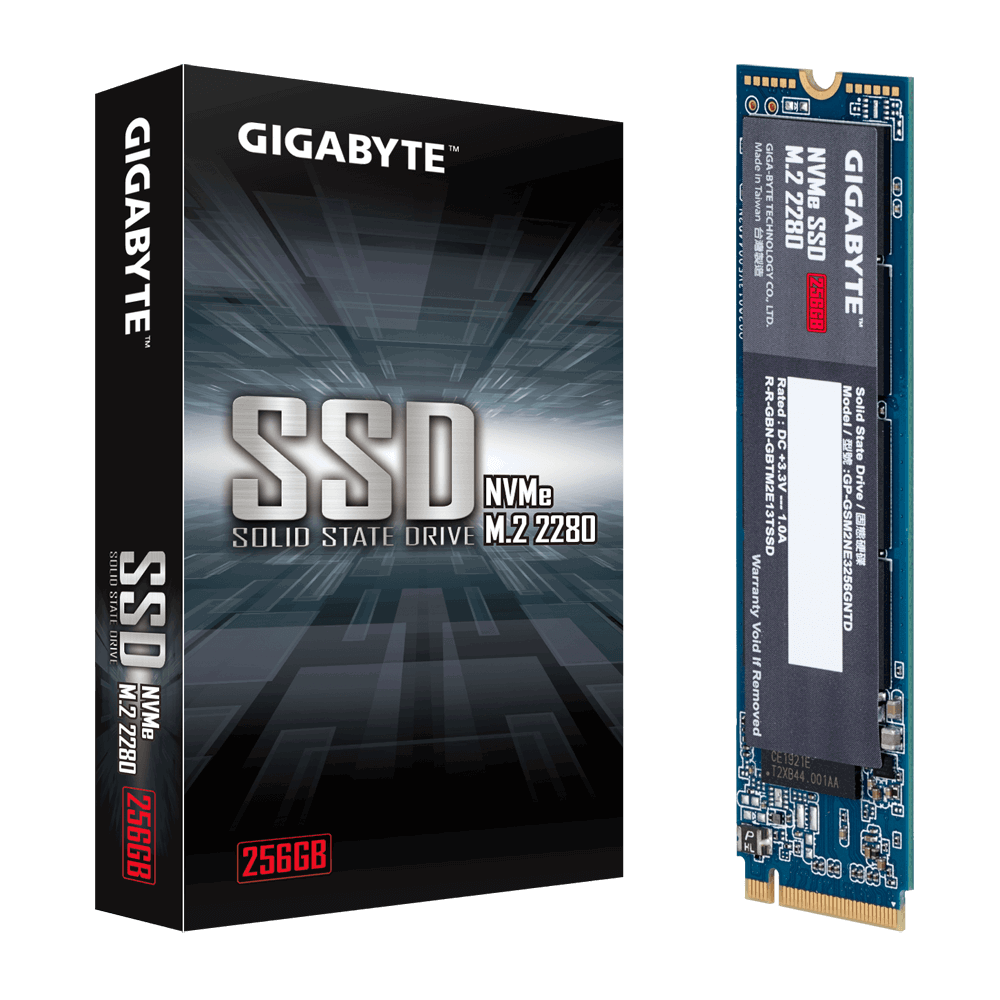 Gigabyte SSD M.2(2280) NVMe PCIE 3x4 256GB Read:1700MB/s(180k IOPs)Write:1100MB/s(250k IOPs) 2.6W 5 Years Limited