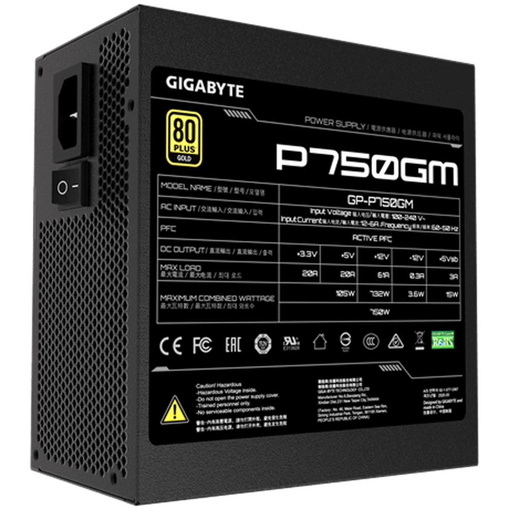 Gigabyte P750GM Fully Modular 80+ GOLD Power Supply