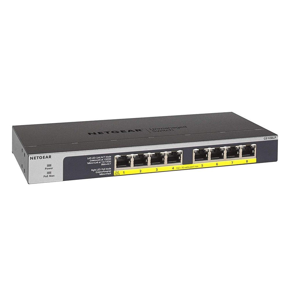 NETGEAR 8-Port PoE/PoE+ Gigabit Ethernet Unmanaged Switch with 60W PoE Budget Rack-mount or Wall-mount