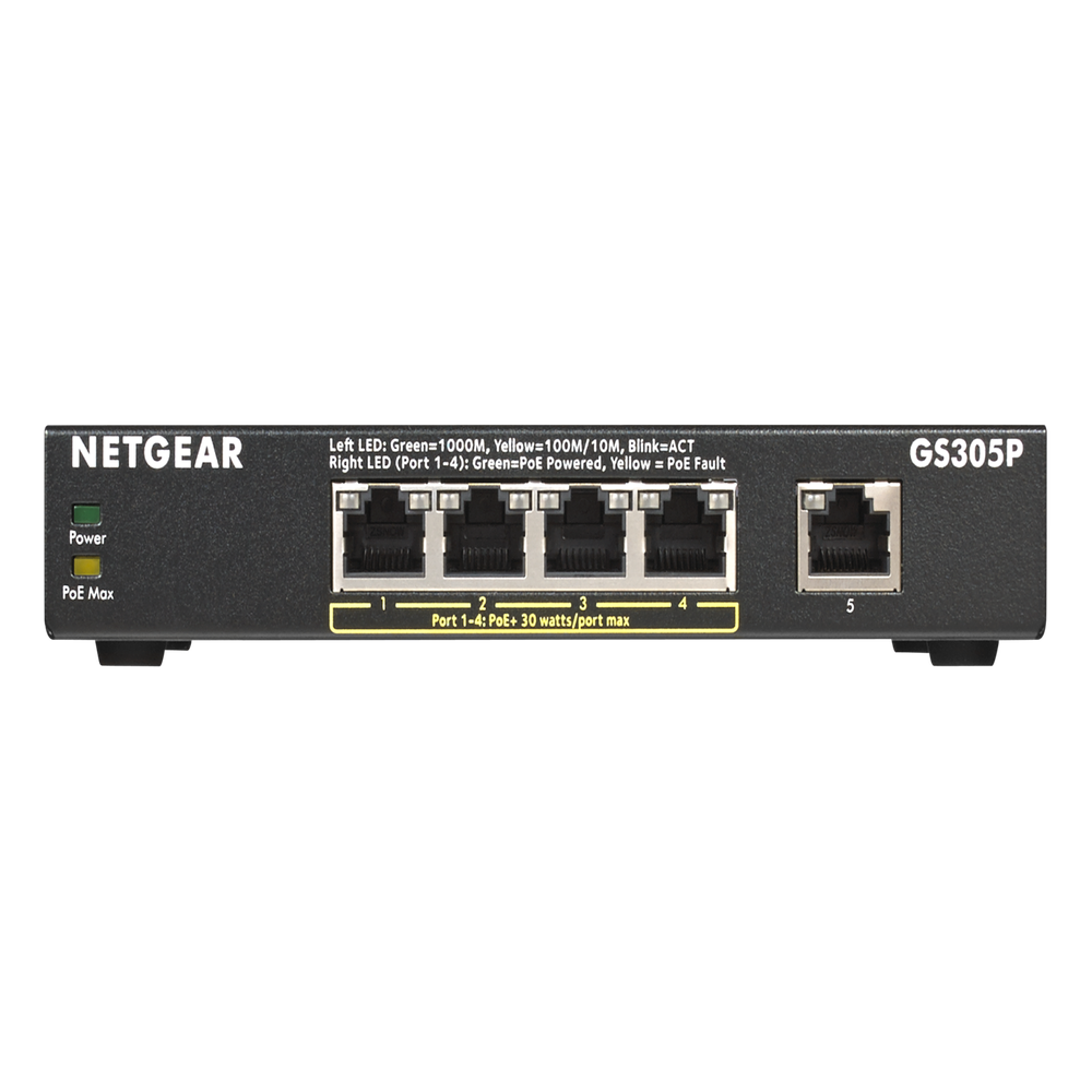 NETGEAR SOHO 5-port Gigabit Unmanaged Switch with 4-port PoE (63W PoE Budget)