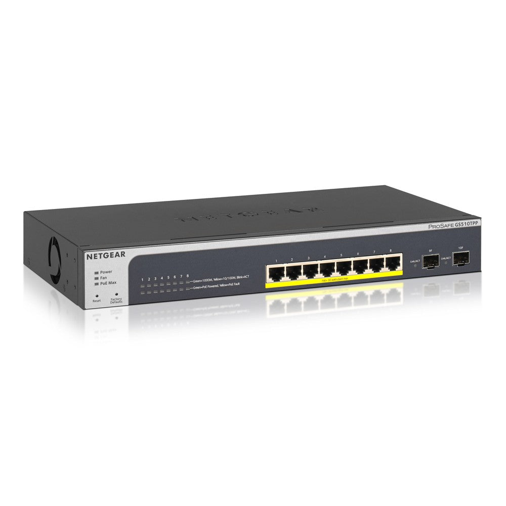 NETGEAR ProSAFE 8-Port Gigabit PoE+ Smart Managed Switch with 2 SFP (190W) with Fan