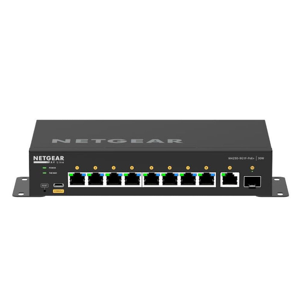 NETGEAR M4250-9G1F-PoE+ Desktop Managed Switch 8x1G PoE+ 110W 1x1G and 1xSFP AV Line (GSM4210PD)