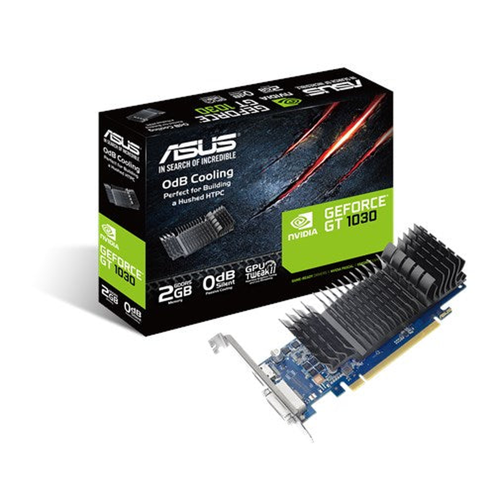 ASUS GeForce GT 1030 2GB GDDR5 low profile graphics card for silent HTPC build (with I/O port brackets)