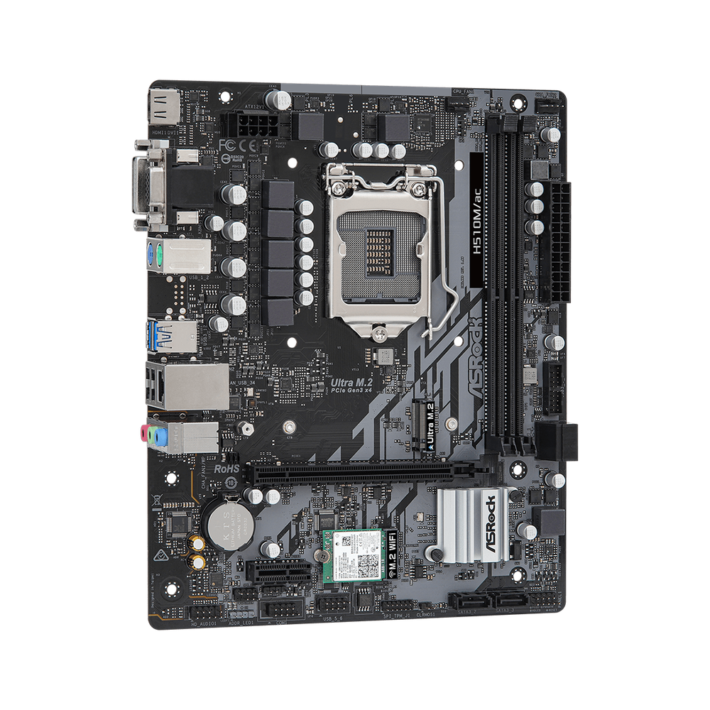 ASRock 10th Gen Intel Core Processors and 11th Gen Intel CoreIntel H510 2 x DDR4 DIMM Slots 4 x SATA3 6.0 Gb/s