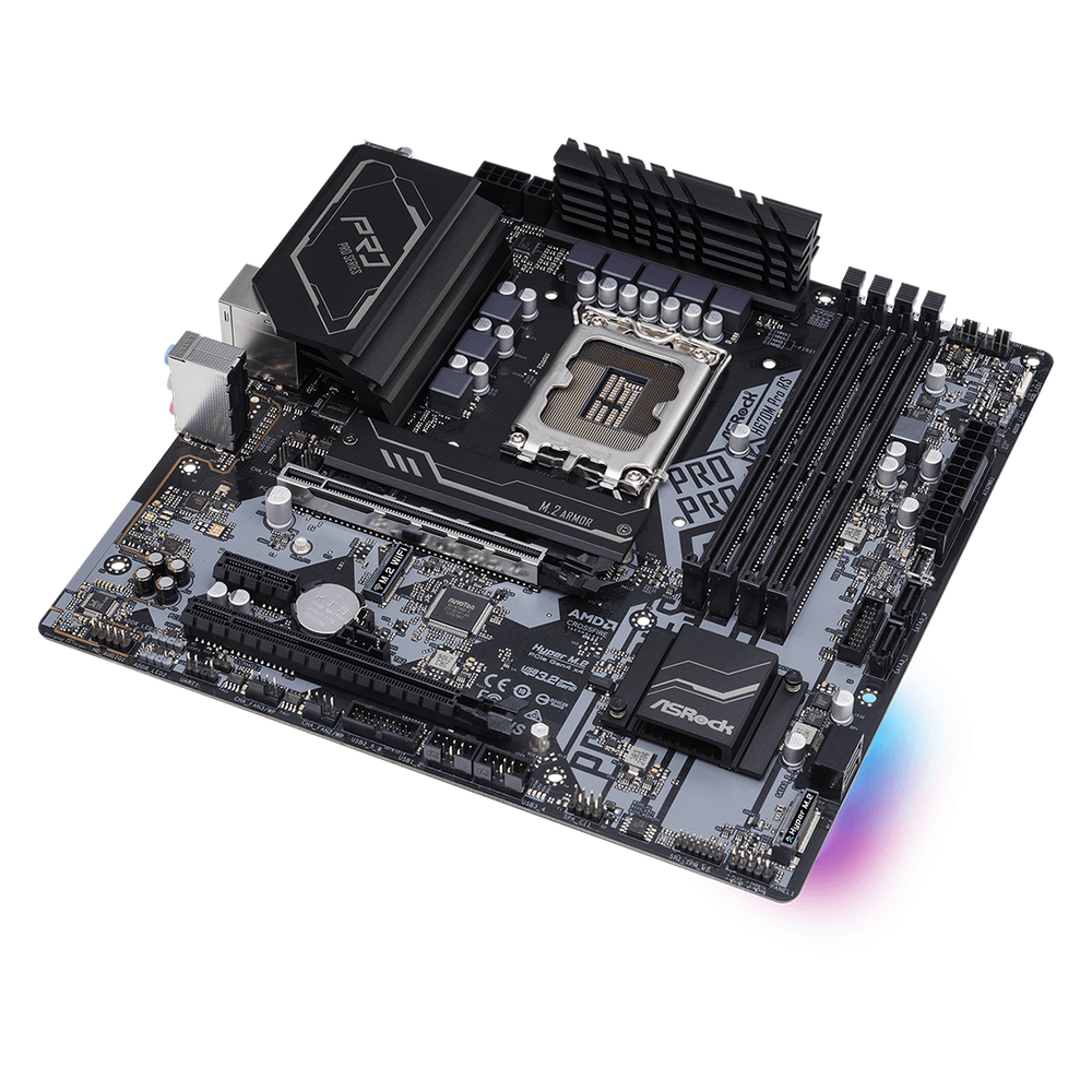 H670 Chipset Micro ATX9.6*9.6 4 PCB Layer 6+1 Dr.MOS 4 DIMMs DDR4 Dura Caps PCIe x16 2 (4.0x16 3.0x4) HDMI 1.4 DP SATA3 4