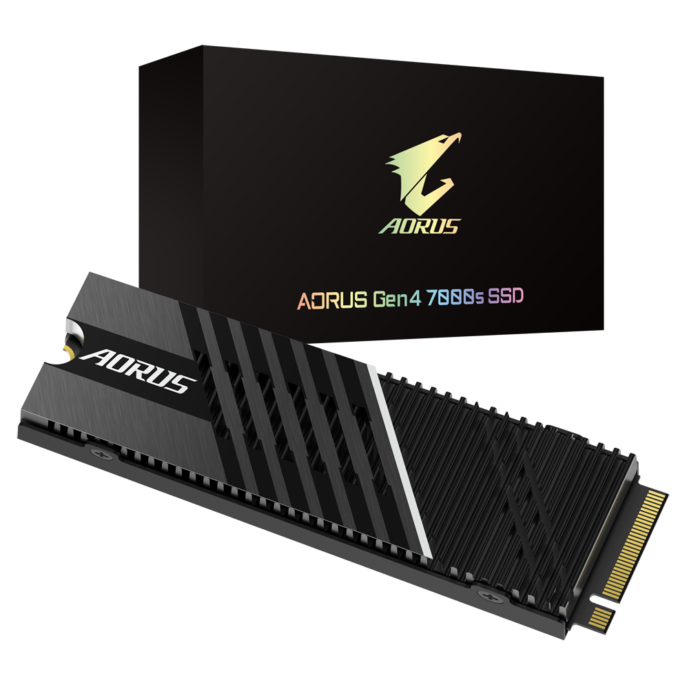 Gigabyte AORUS Gen4 7000s SSD 1TBPCIe 4.0x4 NVMe 1.4 DDR4 DRAM 8 CH w32 CEs Phison 4th Gen LDPC & RAID ECCAES-256 Encryption Thermal Throttle Protec