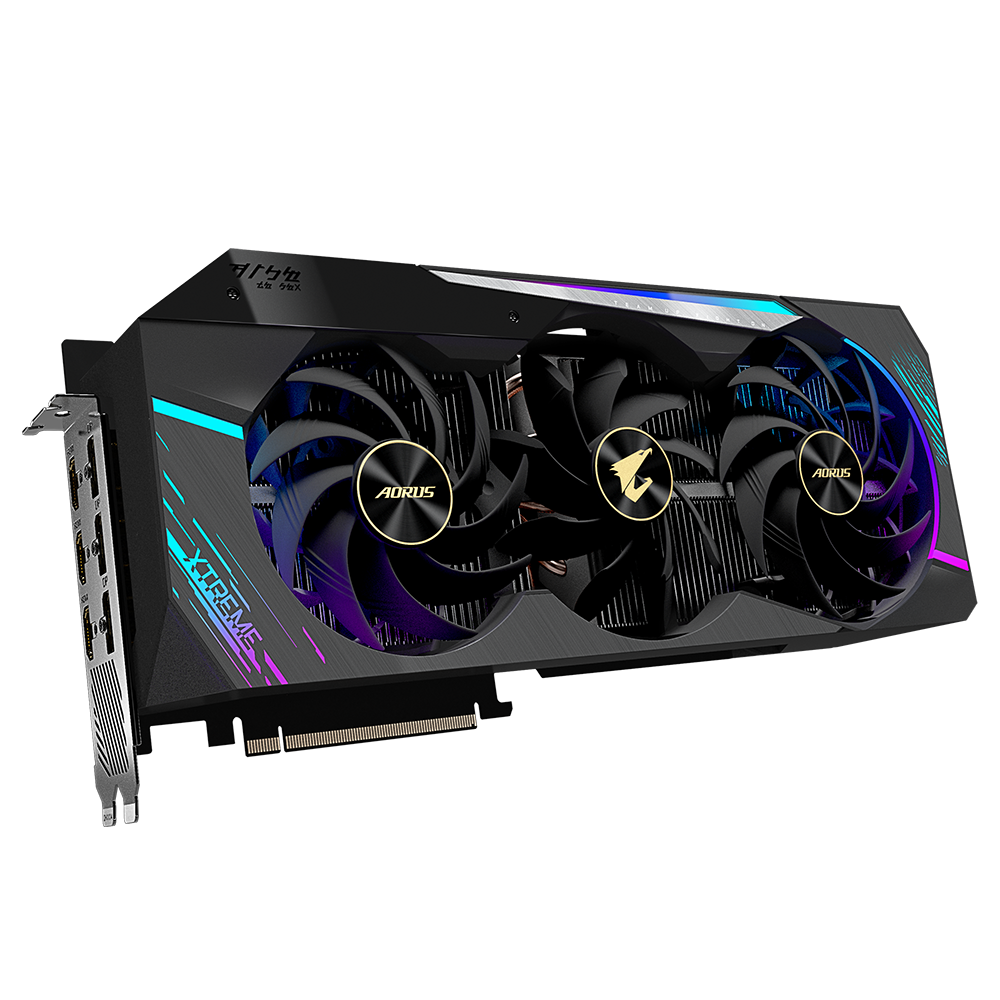 Gigabyte NVIDIA GeForce RTX 3090 24GB GDDR6X 384-bit memory MAX-COVERED cooling LCD Edge View RGB Fusion 2.0 6 video outputs