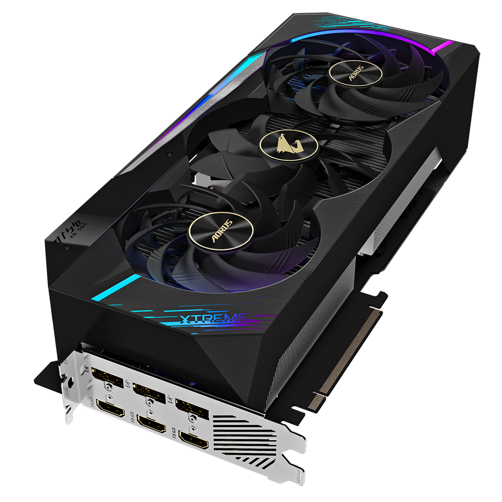 Gigabyte NVIDIA GeForce RTX 3090 24GB GDDR6X 384-bit memory MAX-COVERED cooling LCD Edge View RGB Fusion 2.0 6 video outputs