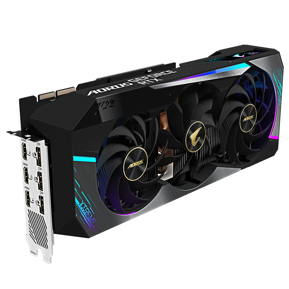 Gigabyte NVIDIA GeForce RTX 3090 24GB GDDR6X 384-bit memory MAX-COVERED cooling LCD Edge View RGB Fusion 2.0 6 video outputs