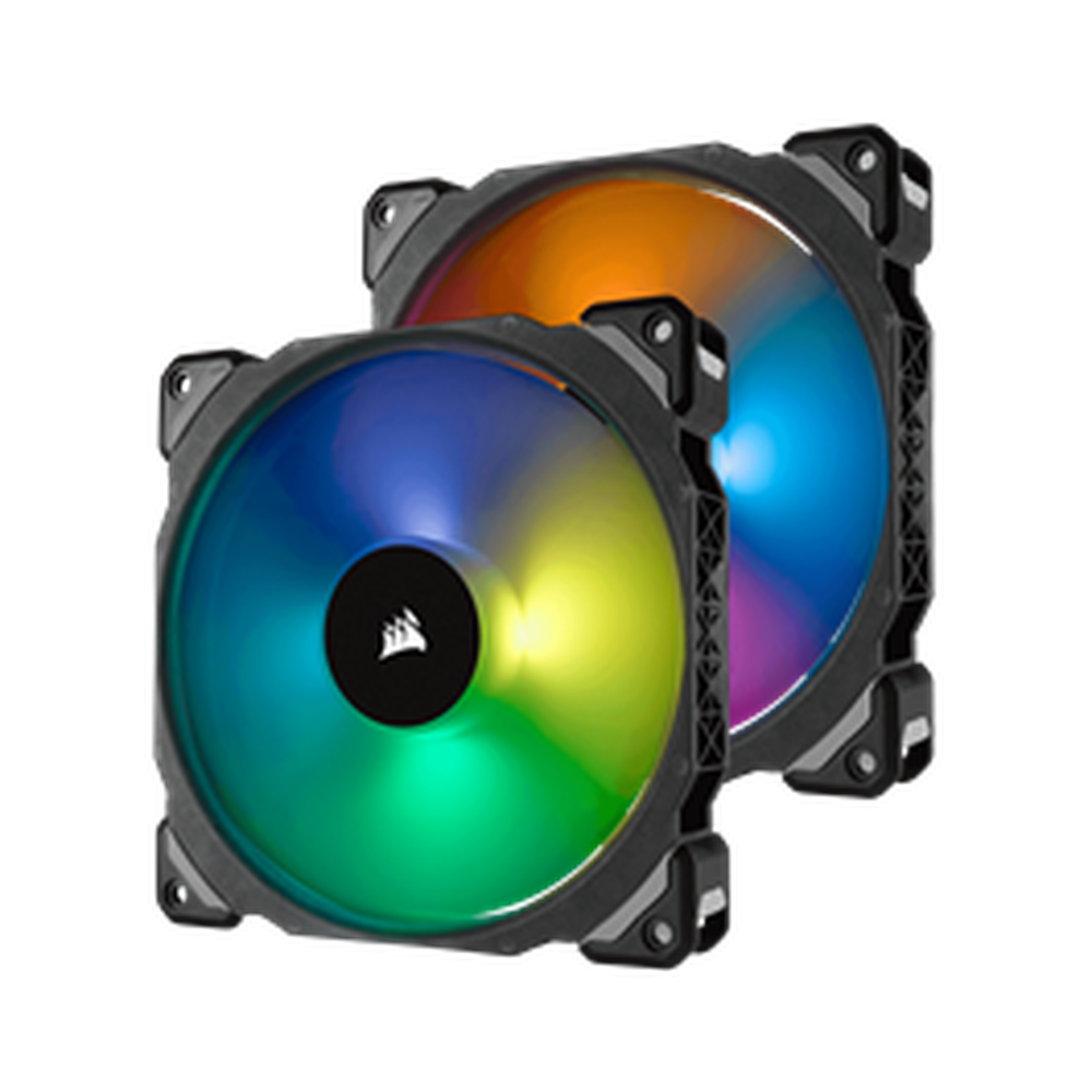 Corsair ML140 PRO RGB 140mm Premium Magnetic Levitation RGB LED PWM Fan Twin Fan Pack with Lighting Node PRO