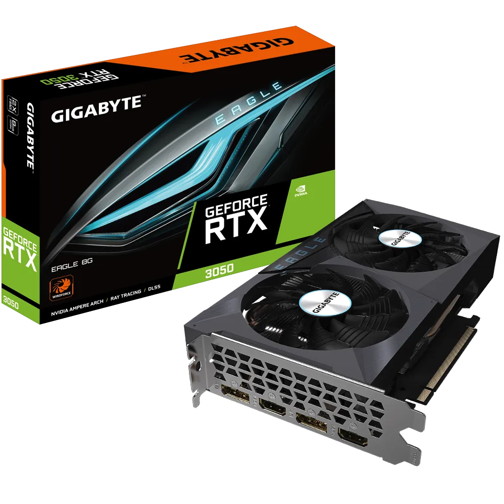 NVIDIA GeForce RTX 3050 8GB GDDR6 128-bit2nd Gen RT Cores 3rd Gen Tensor Cores WFx2