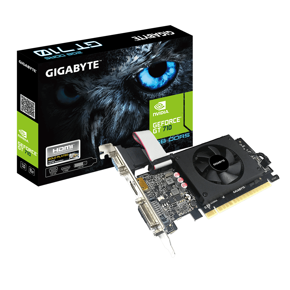 Gigabyte NVIDIA GT 710 D5 954MHz 2GB GDDR5 1xHDMI 1xDVI 1xD-Sub Low Profile 1xFan 300W