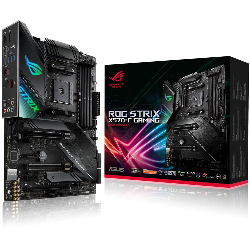 Asus AMD X570 ATX gaming motherboard with PCIe 4.0 Aura Sync RGB lighting Intel Gigabit Ethernet dual M.2 with heatsinks SATA 6Gb/s