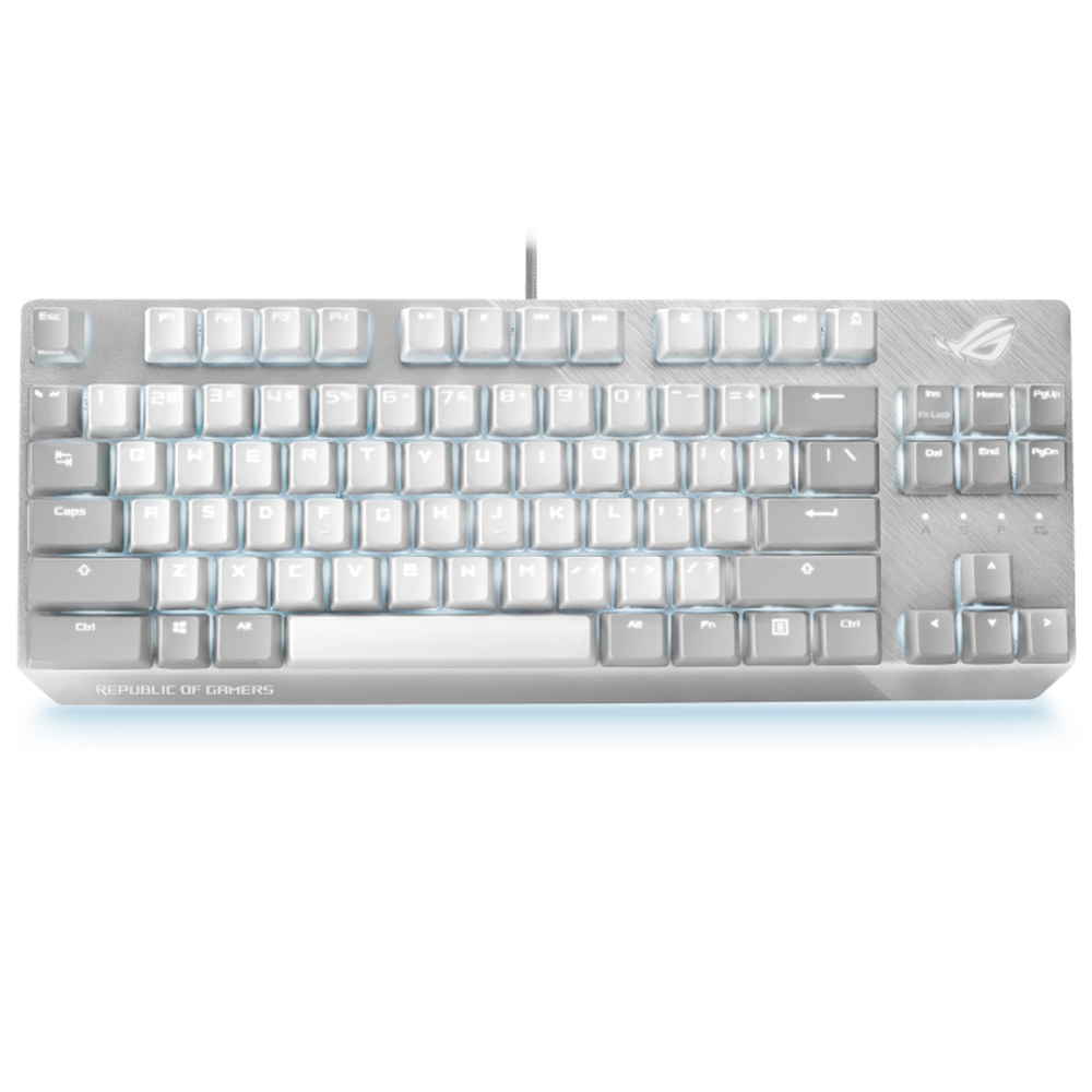 Asus ROG Strix Scope NX TKL Moonlight White wired mechanical RGB gaming keyboard for FPS games with ROG NX switches aluminum frame and Aura Sync lightin