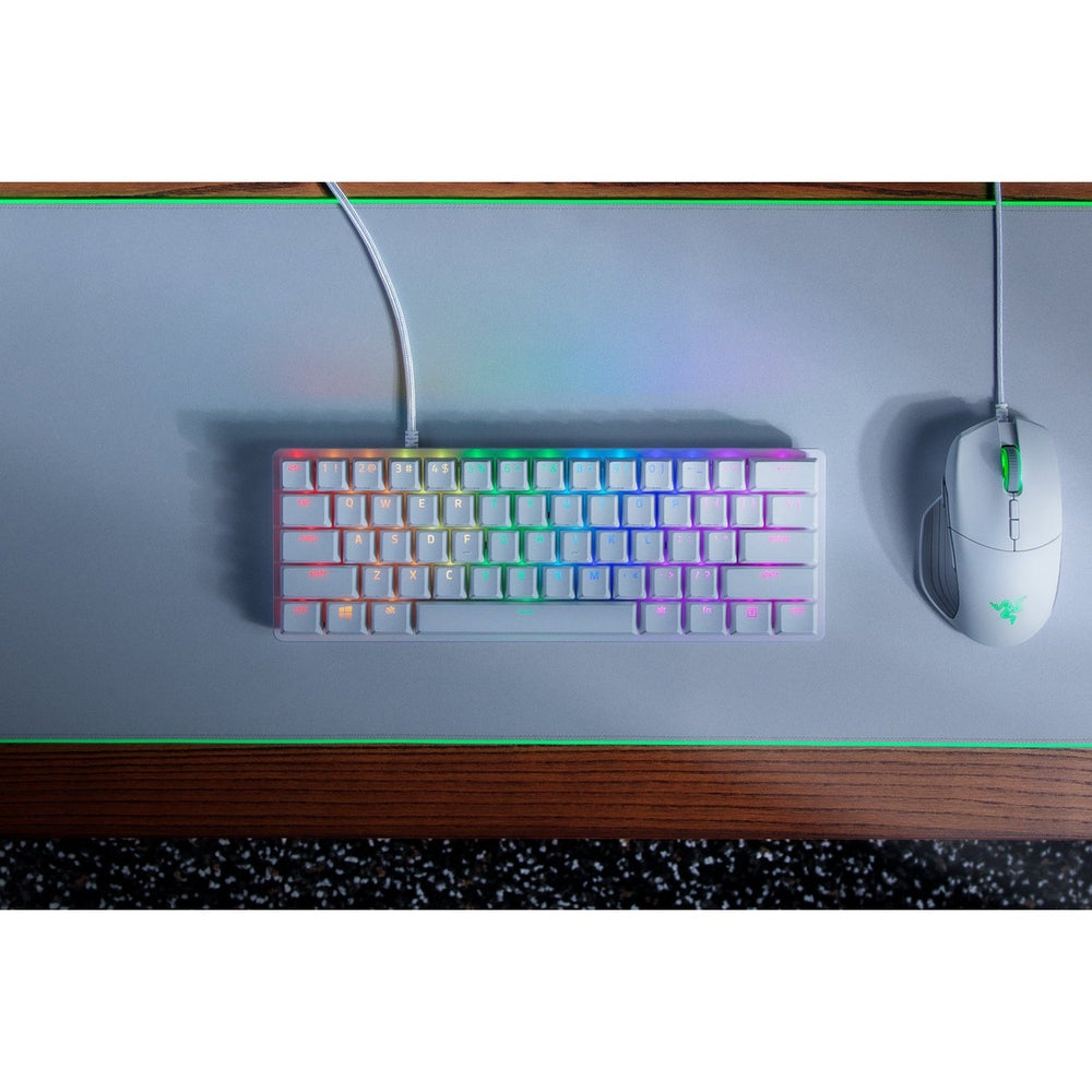 Razer Huntsman Mini-Mercury Edition-60% Optical Gaming Keyboard (Clicky Purple Switch)-FRML Packaging