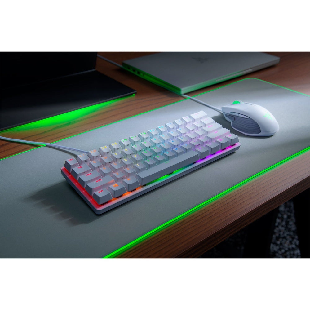 Razer Huntsman Mini-Mercury Edition-60% Optical Gaming Keyboard (Clicky Purple Switch)-FRML Packaging