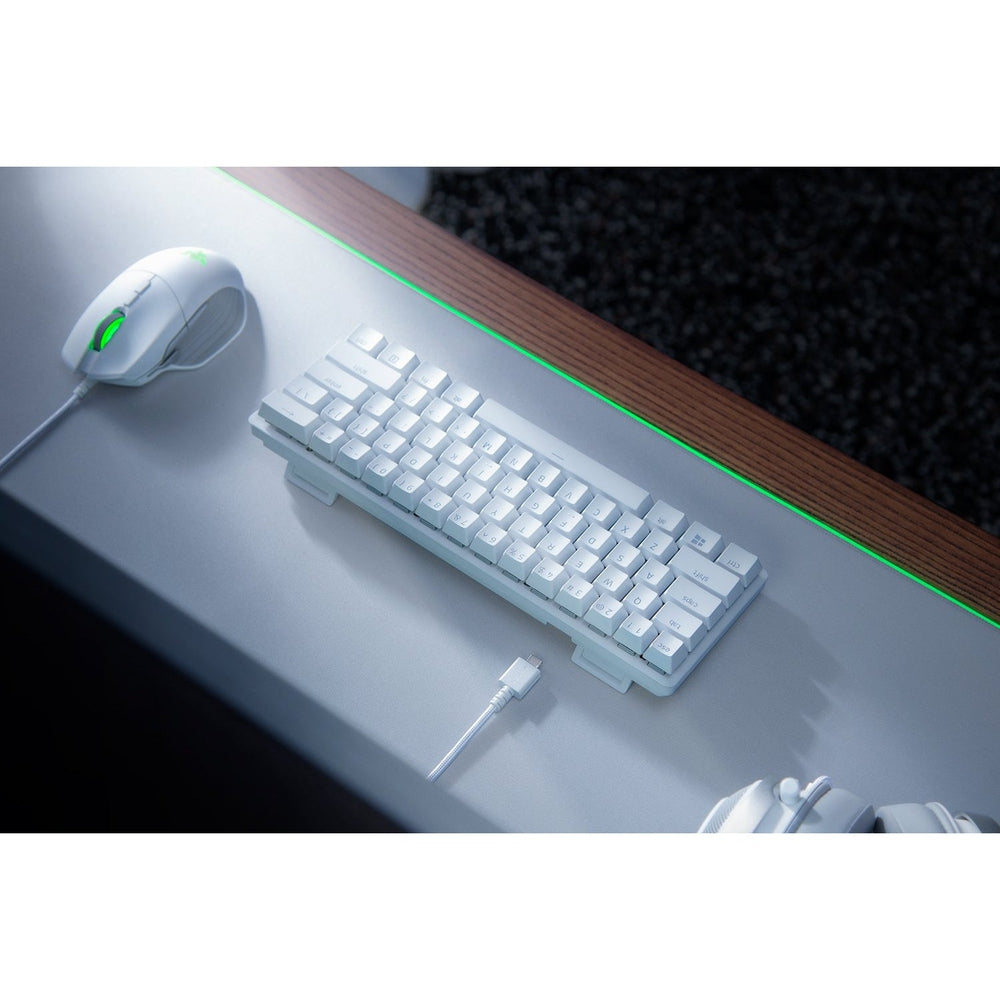 Razer Huntsman Mini-Mercury Edition-60% Optical Gaming Keyboard (Clicky Purple Switch)-FRML Packaging