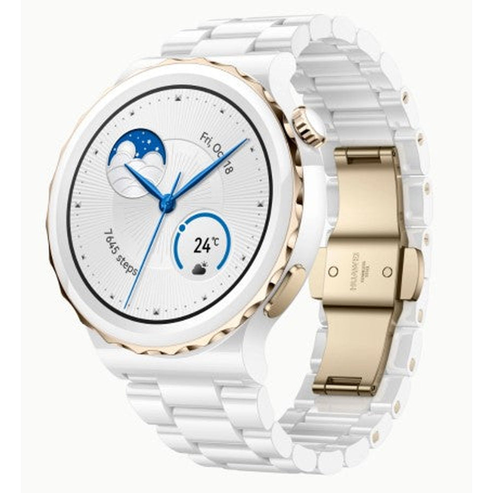 HUAWEI WATCH GT 3 Pro 43 mm Gold Bezel White Ceramic Case White Ceramic Strap