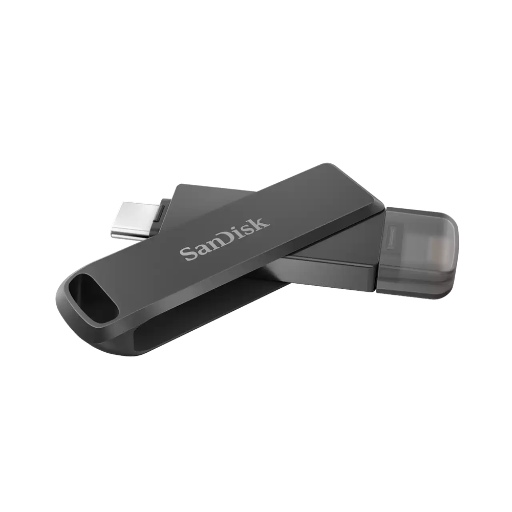 SanDisk iXpand Flash Drive Luxe SDIX70N 64GB Black iOS/Android Lightning and Type C USB3.1 2Y