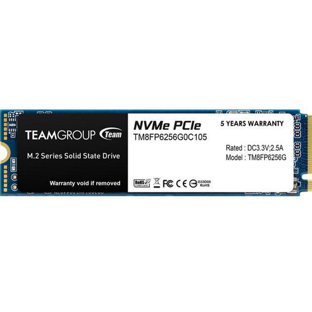 Team TEAMGROUP MP33 256GB M.2 2280 PCIe 3.0 NVMe 1.3 Read: up to 1600MB/s (220k IOPS) Write: up to 1000MB/s (200k IPOS) 5 Years