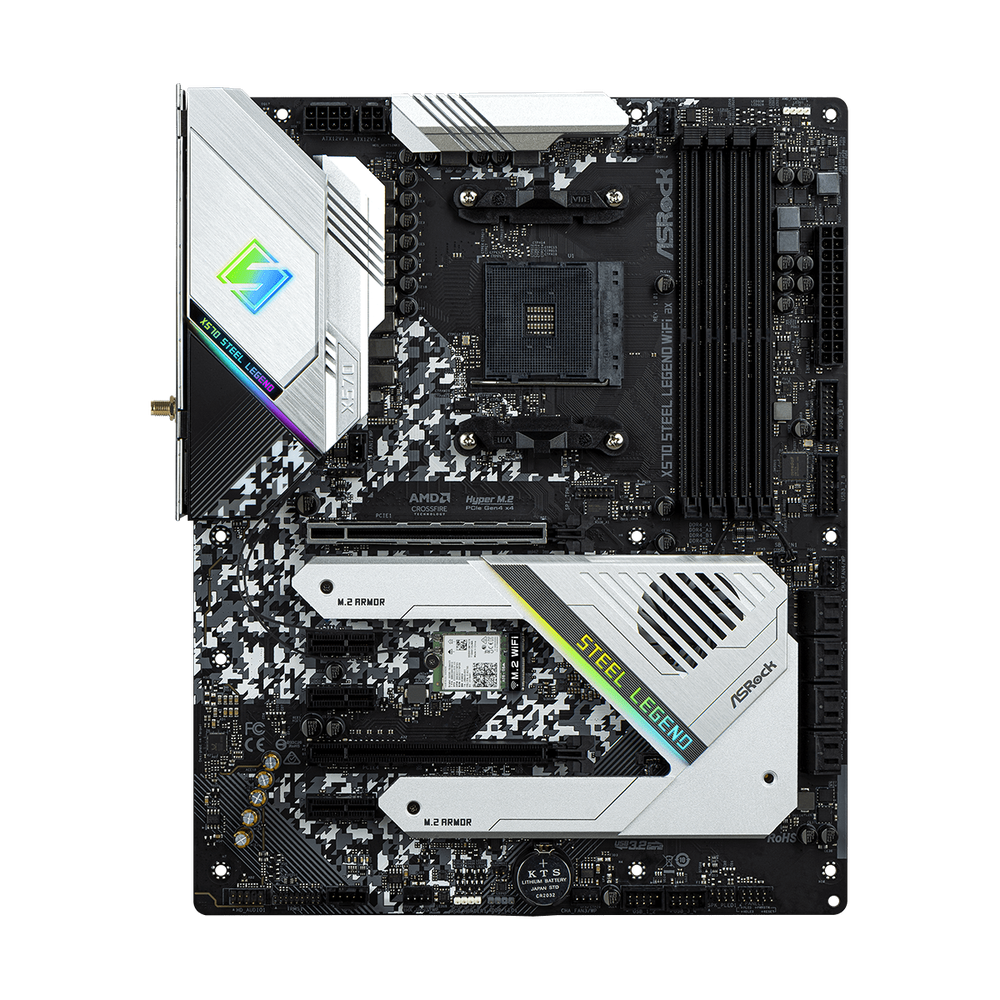 ASRock AMD X570; 4 DDR4; 2 PCIe 4.0 x16 3 PCIe 4.0 x1; 8 SATA3 Hyper M.2 (PCIe Gen4 x4 & SATA3) Hyper M.2 (PCIe Gen4 x4); 2 USB 3.2 Gen2  10 USB 3.2 Gen1