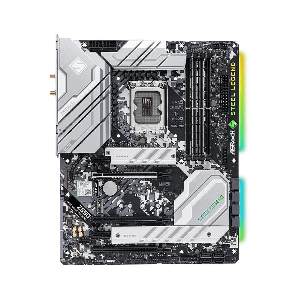 ASRock INTEL Z690 Support Intel 12th Gen CPU(LGA 1700) 4 x DDR5 1 x PCIe5.0 3x M.2 2.5G LAN 802.11AX+Bluetooth