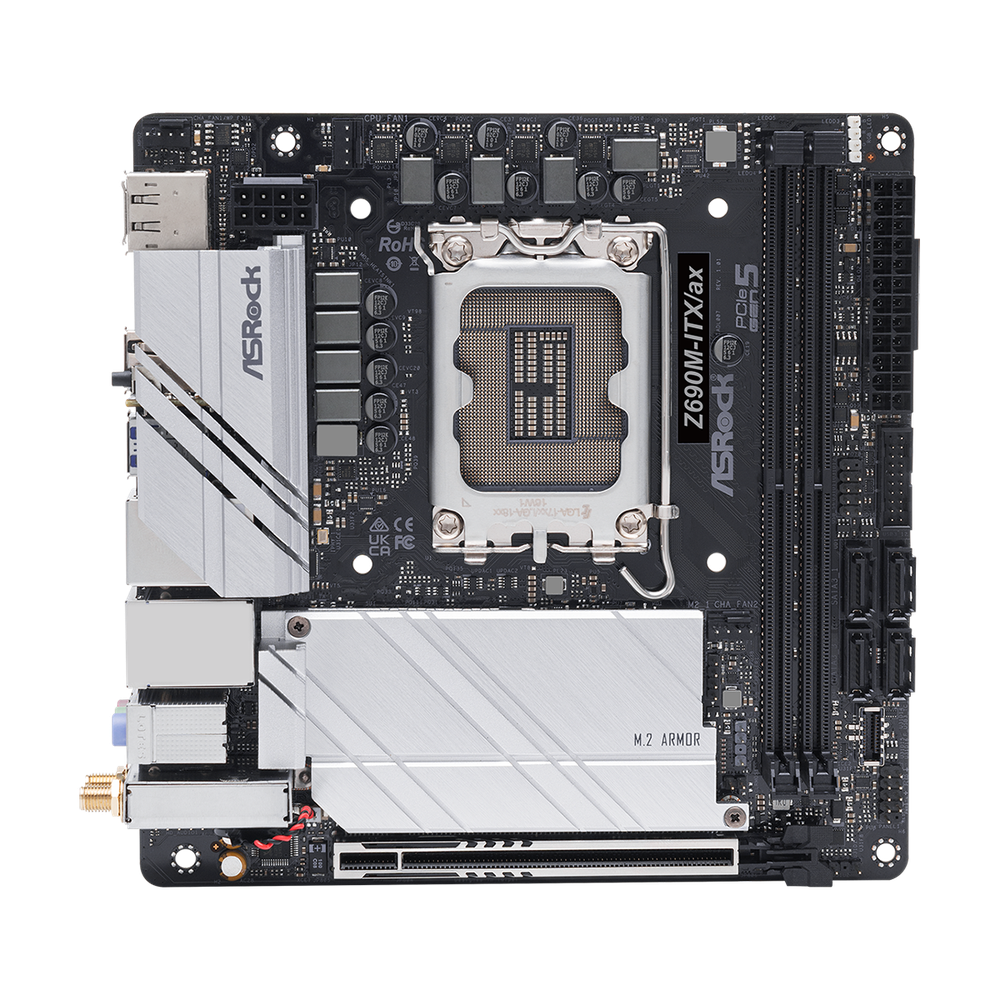 Chipset Z690 Form Factor "Mini-ITX  6.7*6.7" PCB Layer 8 2 DIMMs DDR4 PCIe x16 1 (5.0x16) HDMI/DP SATA3 4